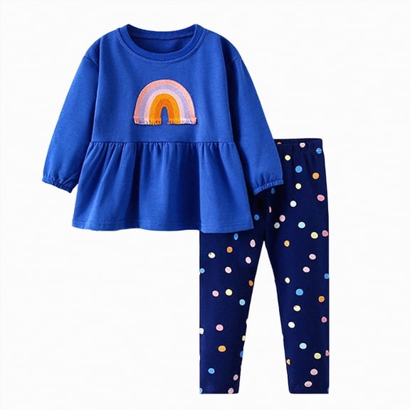 UngA Toddler Girl Fall Outfits Clothing Sets Cotton Sweatshirts Leggings Pnats Kids Toddler Clothing Playwear Sets 2pc 4-5 Years,Dark Blue