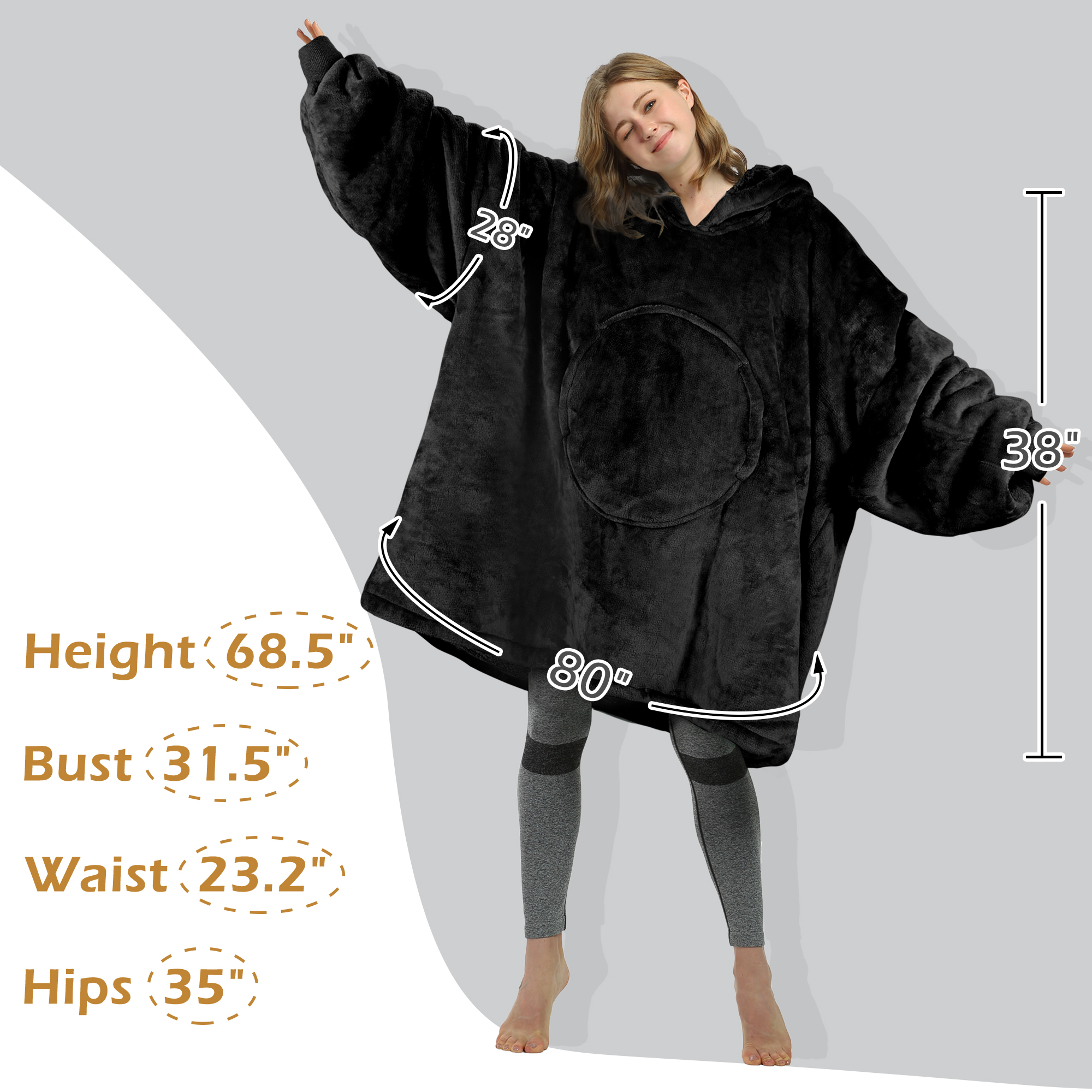 Catalonia Oversized Wearable Blanket Hoodie Sweatshirt, Comfortable Sherpa Lounging Pullover for Adults Men Women Teenagers Wife Girlfriend Gift
