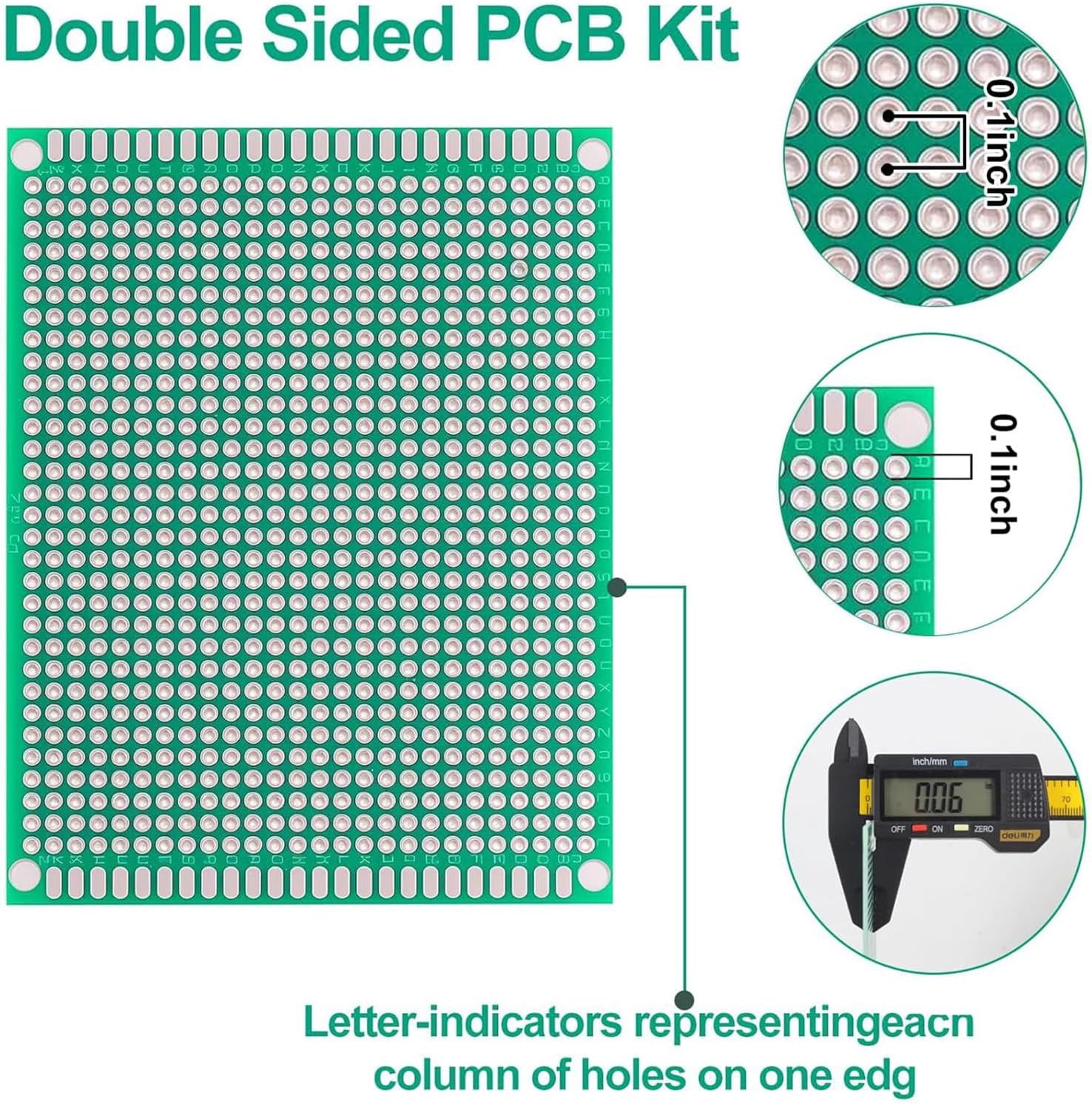 64 pieces green board - double-sided circuit and experimental board, with 5 sizes, suitable for electronics, compatible with breadboard and soldering projects