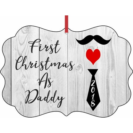 Elegant Christmas Decor First Christmas as Daddy 2018 Elegant Aluminum SemiGloss Christmas Ornament Tree Decoration - Unique Modern Novelty Tree Décor Favors ()