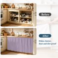 thumbnail image 4 of Purple Solid Color Cabinet Curtains 32"W x 55"L,Dustproof Sink Skirt Curtain for Kitchen Bathroom,Aesthetics Contemporary Luxury Adhesive Desk Skirt Door Cover Curtains for Pantry Office Closet, 4 of 8