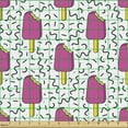 thumbnail image 2 of Ice Cream Fabric by the Yard Upholstery, Cheerful Summer Pattern with Bitten Popsicles, Decorative Fabric for DIY and Home Accents, Pink Yellow Green by Ambesonne, 2 of 5
