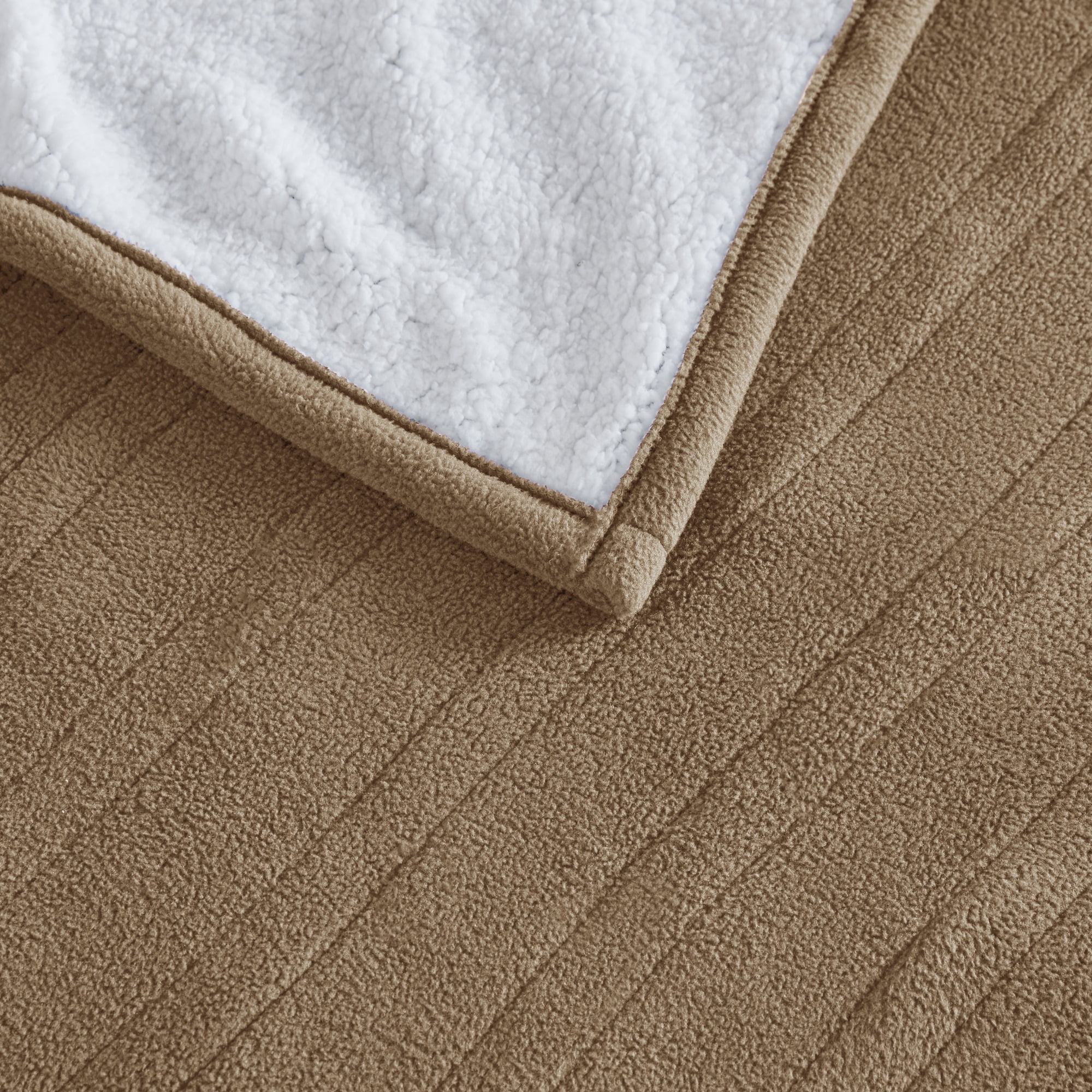 Serta Fleece to Sherpa Heated Blanket, Queen, Brown