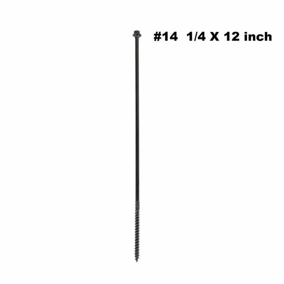 KAPAS Timber/Log/Landscaping/Deck Framing Wood Screws #14 1/4 X 12” Hex Head, Hardened Steel , Black NANO 1000hrs   Wax Exterior Coated Heavy Duty Screws (50 Count Pkg - with 5/16 inch drive bit)