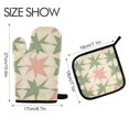 thumbnail image 2 of Yayeee Oven Mitts and Pot Holder Set of 4 Heat Resistant Kitchen Gloves Baking Hot Pad, Pink and Green Geometric, 2 of 5
