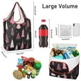 thumbnail image 3 of 5 Pack Foldable Shopping Bag,Black and Pink Christmas Tree Pattern Reusable Grocery Bags with Pockets,Large Reusable Tote Bags with Handles Waterproof & Lightweight, 3 of 6