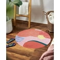 thumbnail image 6 of 8x8, 7x7, Pink area rug, Tufted carpet, Geometric wool, 6x6, 5x5, Rugs for Living, Bed, room, 6 of 6