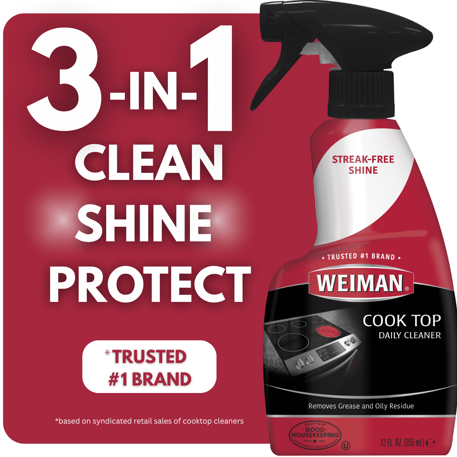 (6 pack) Weiman Daily Cooktop Cleaner Spray for Easy Daily Cleaning, Streak-Free Shine, 12 fl oz