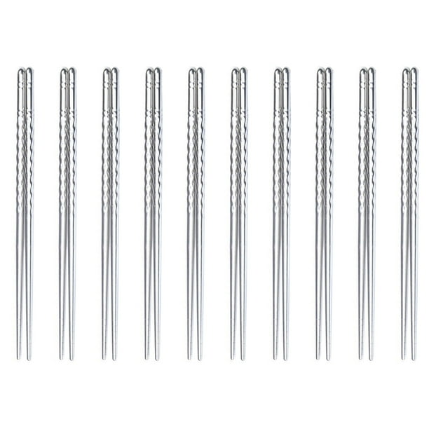 10 palillos de acero inoxidable en espiral, largos y ligeros.