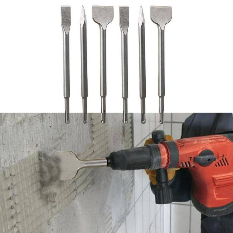 6 Pcs SDS Plus Chisel Set 40Cr Steel Concrete Drill Bit Set Rotary Hammer Bits Chisel Set Including Point Chisel 20mm Flat Chisel 40mm Flat Chisel Walmart