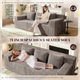 thumbnail image 3 of 71" Corduroy Boneless Loveseat Sofa, Modern 3-Seater Cloud Couch with Memory Foam & 3 Pillows, No Assembly Required, 3 of 9