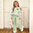 thumbnail image 5 of CYRBOKO Girls Long Sleeve Top and Flared Pants Sets, Casual Pullover 2-Piece Stretchy Kids Outfit Set Green Size 14-15 T, 5 of 8