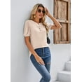 thumbnail image 5 of ZHENWEI Women's Puff Short Sleeve Tops Casual Crewneck Tee Shirts Classic Ribbed Blouses, 5 of 7