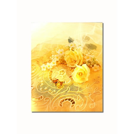 - Yellow Roses on Lace Flowers Wall Picture 8x10 Art Print
