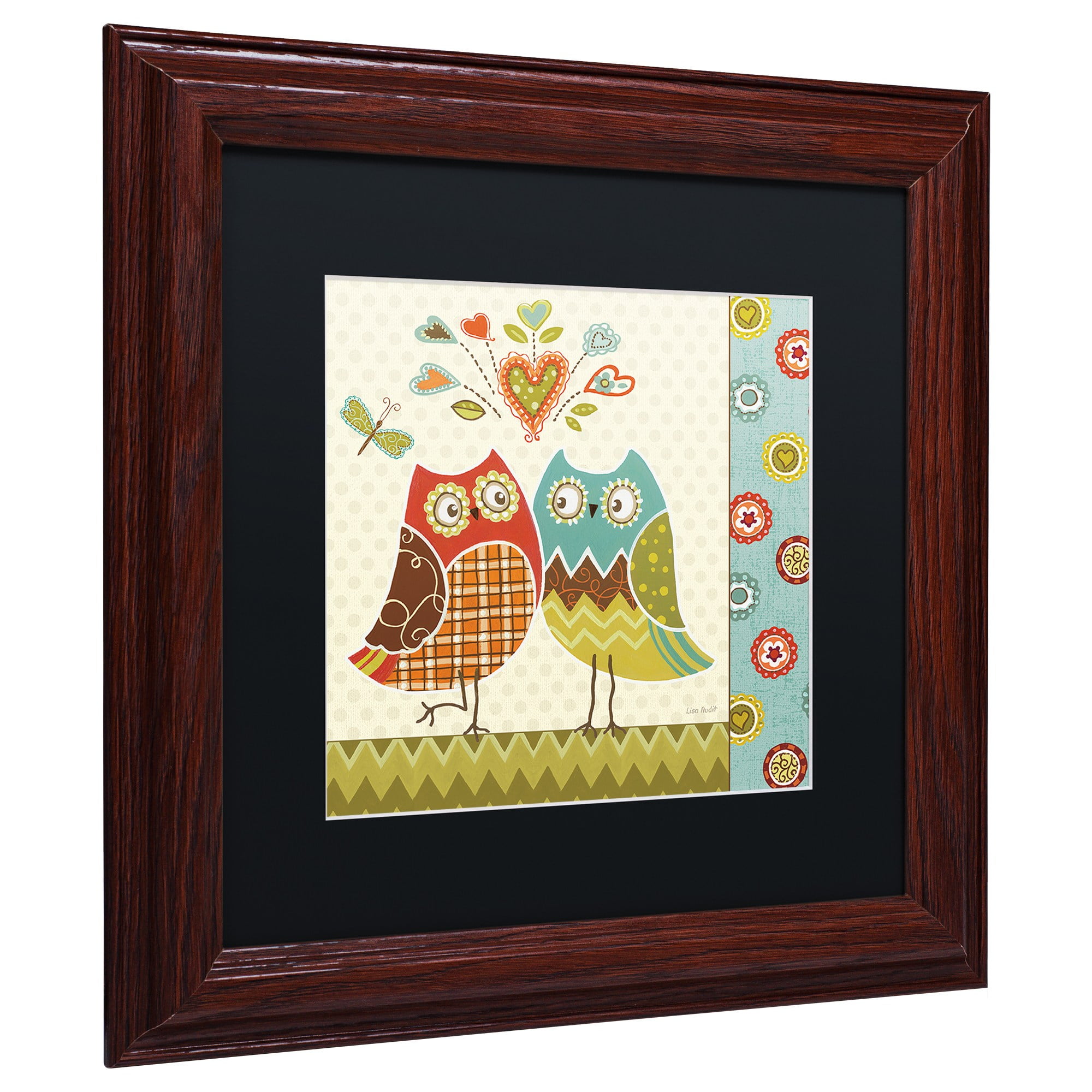 Trademark Fine Art "Owl Wonderful II" Canvas Art by Lisa Audit, Black Matte, Wood Frame