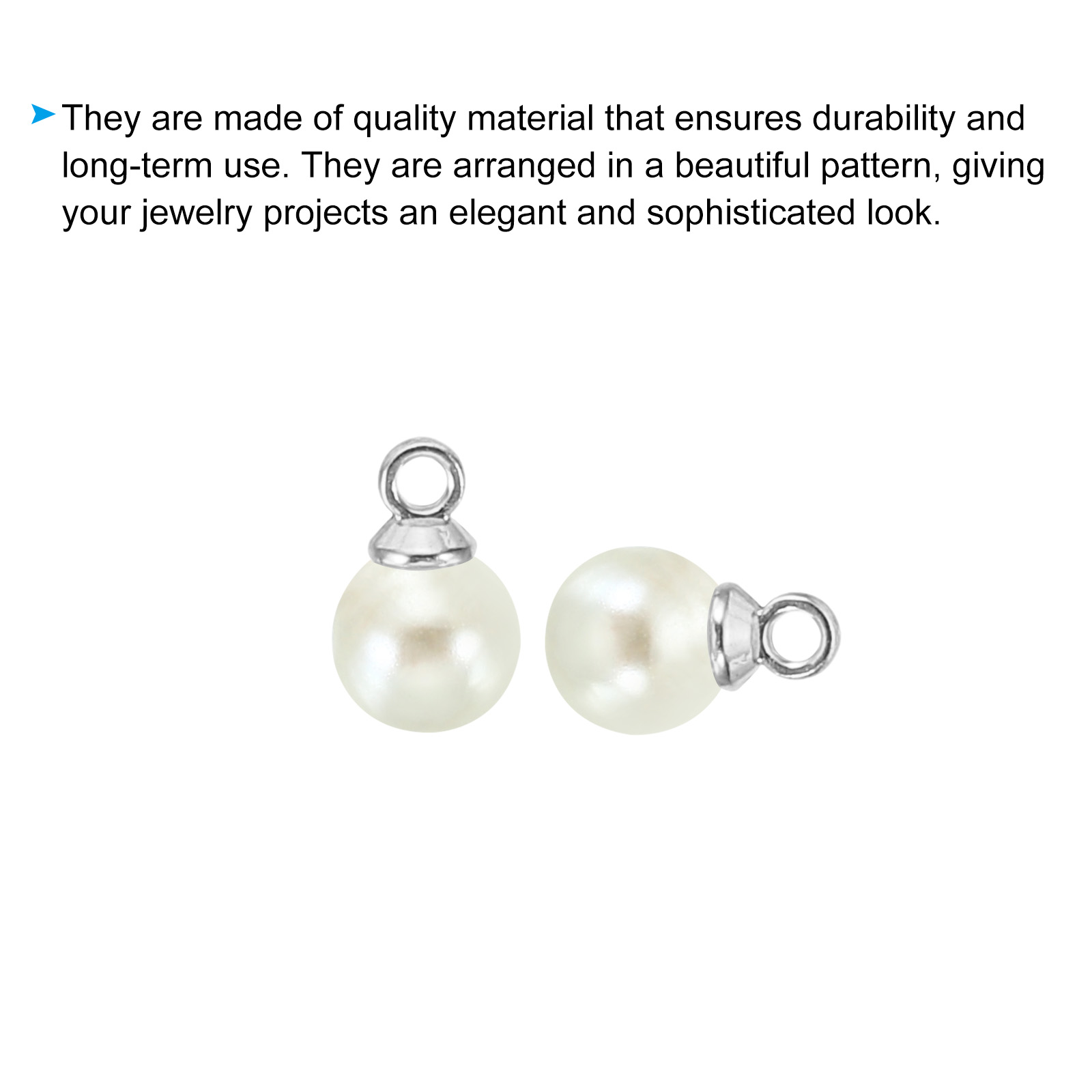6mm Faux Pearl Charm Pendants Drops, 100pcs Pearl Beads for Jewelry Making Bracelets Earrings Necklace, Silvery Beige