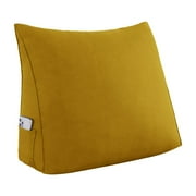 WOWMAX Linen PP-Cotton Filled Triangular Wedge Pillow Positioning Support Reading Backrest Cushion for Sofa Bed Day Bed and Upholstered Headboard with Removable and Washable Cover Yellow 23.5 Inches