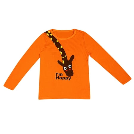 

Children Kids Boys Girls Cartoon Letter Giraffe Tops T Shirt Sweatshirt Pullover