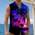 thumbnail image 2 of Erwazi Men's Hawaii Printed Lapel Button Down Vest Sleeveless Collared Beach Casual Summer Top with Chest Pocket, 2 of 6