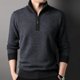 thumbnail image 4 of Suéter de lana de invierno para hombre, nueva camisa de punto con cremallera gruesa de lana pura, jersey para hombre de mediana edad, cuello alto medio, 4 of 5