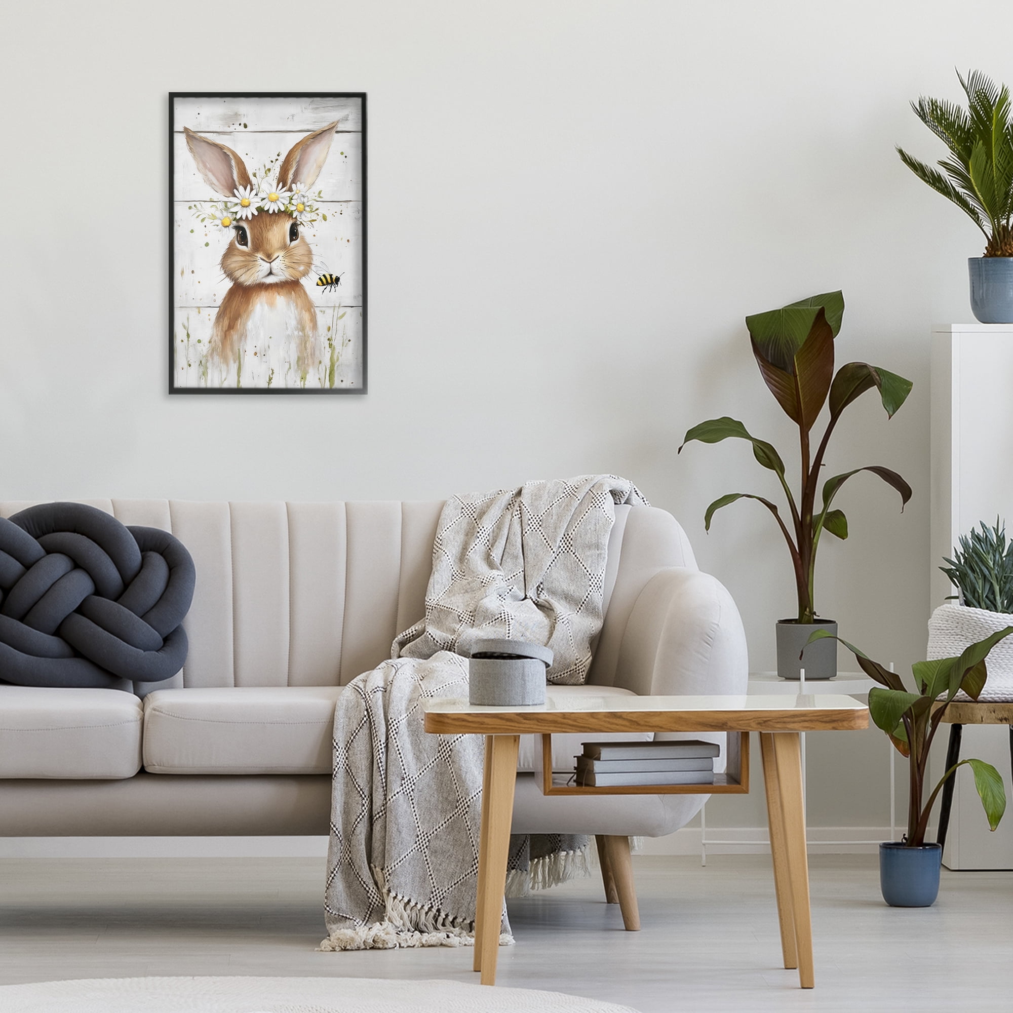 Stupell Industries The Bunny & The Bee Black Framed Giclee Art, design by Tina LeCour