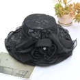thumbnail image 3 of Shenmeida Womens Fashion Summer Elegant Wide Brim Flower Sun Hat Women Wedding Tea Party Church Travel Cap, 3 of 6