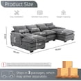 thumbnail image 2 of BISHE U-Shaped Sectional Cloud Sofa, 110" Chenille Modular Couch with Double Chaise, 4-Seater Comfy Sleeper Sofa for Living Room, Modern Oversized Upholstered Furniture, Grey, 2 of 6