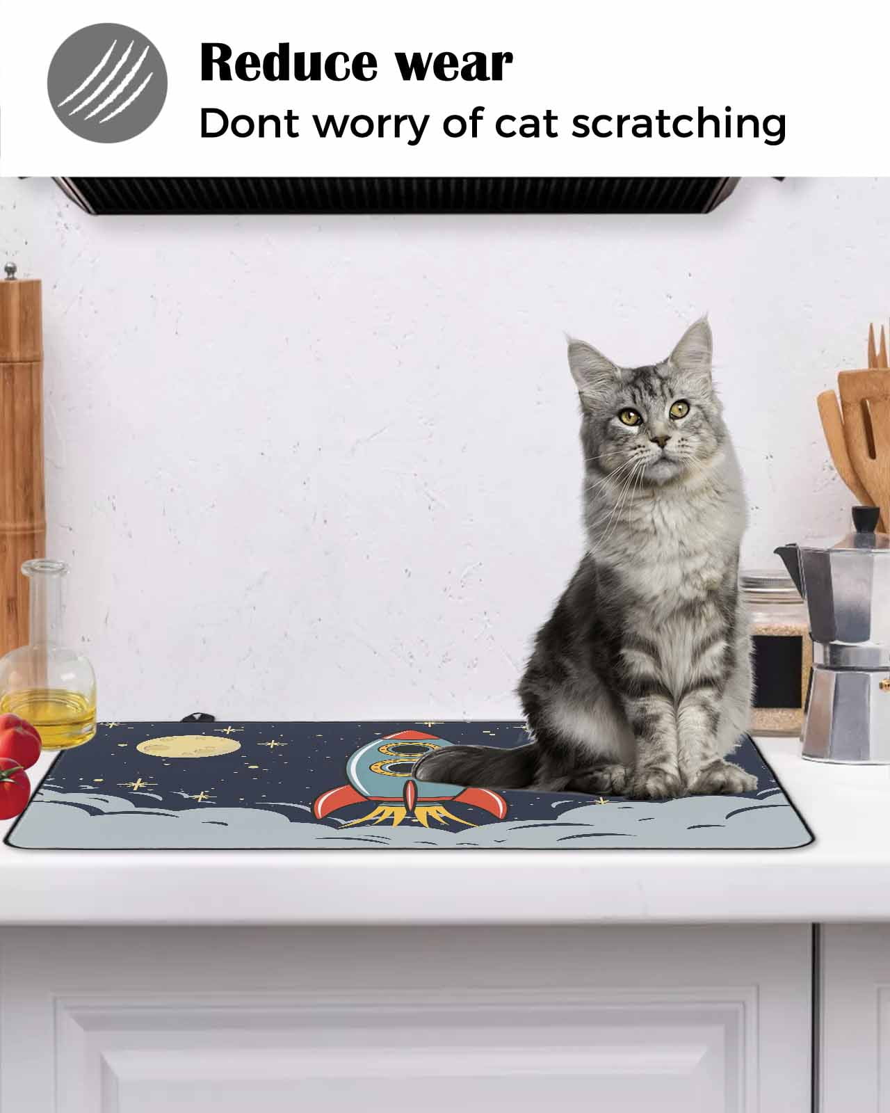 Large Induction Cooktop Protector Mat Cartoon Stove Top Covers for Electric Stove, Moon Stars Modern Art Decorative Stove Burner Cover Mats, Glass Top Stove Cover