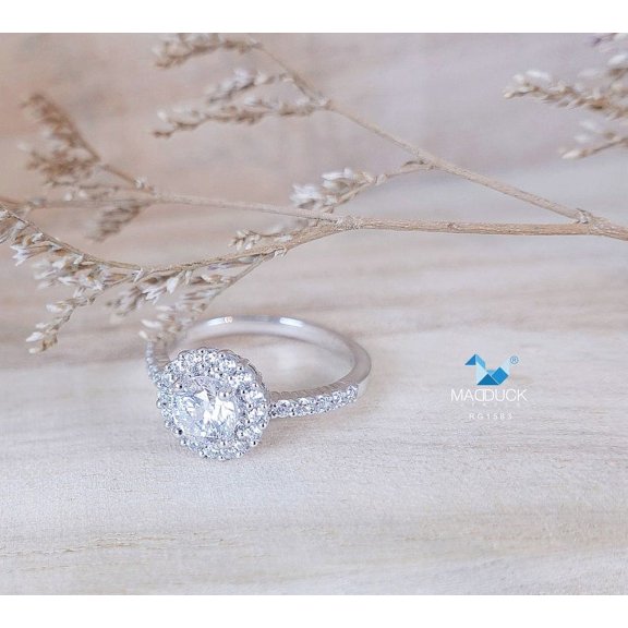 0.60 Cts Cubic Zirconia / Sterling Silver 925 Ring / Rhodium plated Nickel-Free / MadDuckJewels RG1563 / Thailand Jewelry