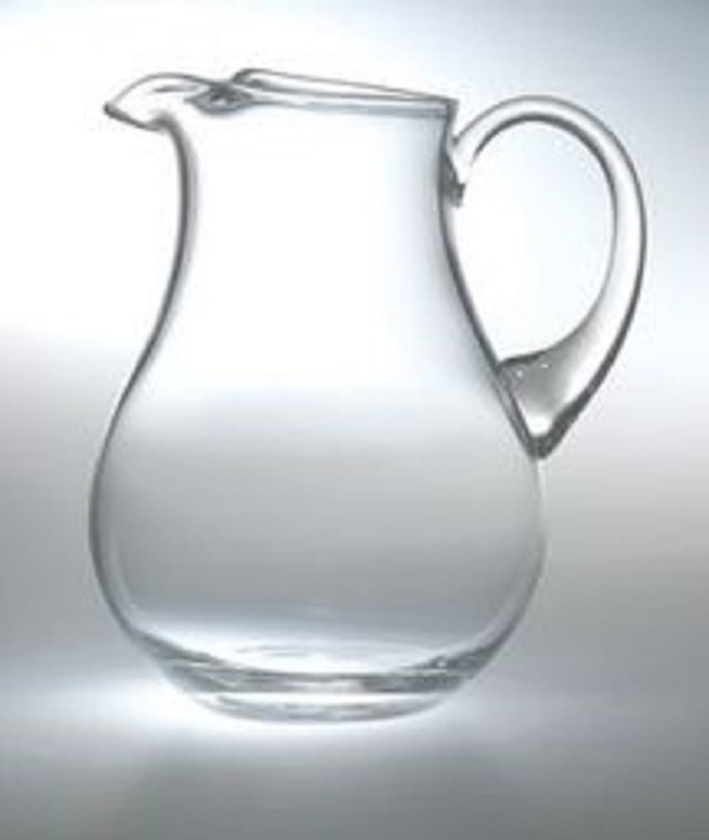 Barski Handmade Glass Water Pitcher with Handle, Round Clear Design with Spout and Ice Lip, 64 oz, Made in Europe