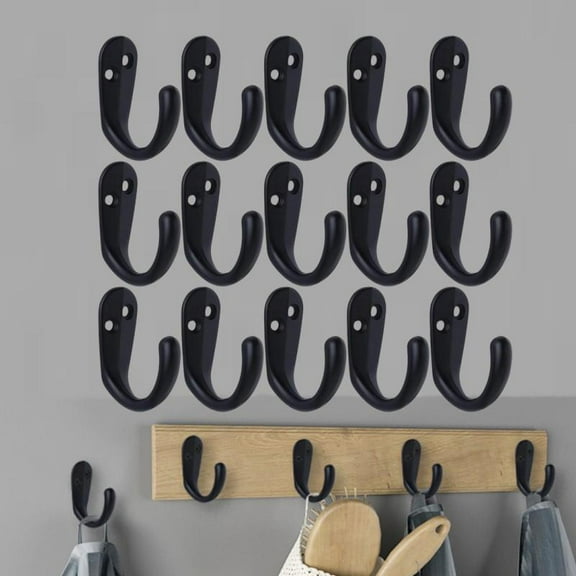 A Set Of 15pcs Coat Hooks,black Wall Mounted Single Prong Robe Hook For Hanging Towel Hooks With 30 Screws For Bags,hat,cap,scarf,cup