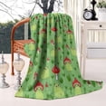 thumbnail image 2 of Red Mushroom Frog Green Pattern Blanket,Comfortable Soft Flannel Throw Blanket,All Season,Warm Lightweight Blankets for Sofa Bed Couch Living Room Chair,60"x80", 2 of 4