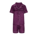 thumbnail image 5 of Yuzhih Womens Silk Satin Pajamas Set Button down Short Sleeve Top with Shorts Sleepwear Matching Pj Sets, 5 of 6