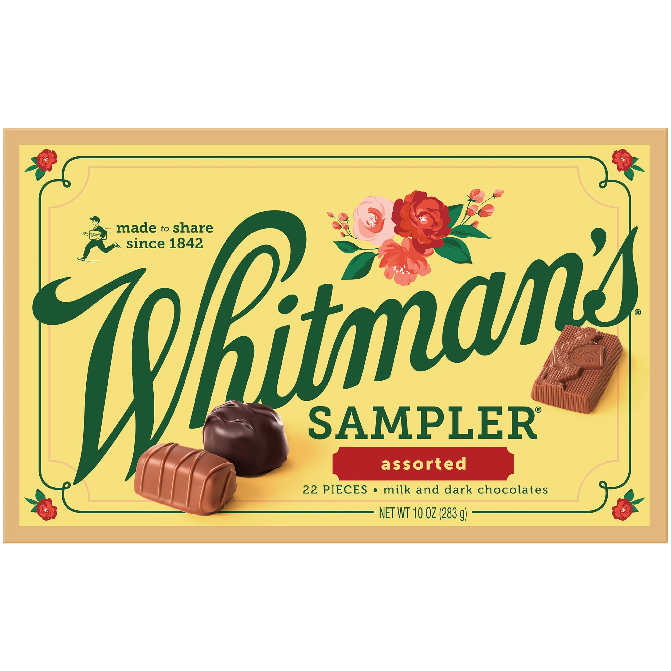 WHITMAN'S SAMPLER Assorted Milk & Dark Chocolate Gift Box, 10 oz. (22 pieces)