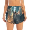 thumbnail image 2 of Balery Starry Sky Cloud Wolf Pattern Women's Running Shorts with Liner 2 Pockets Elastic Workout Athletic Gym Yoga Shorts-XX-Large, 2 of 7