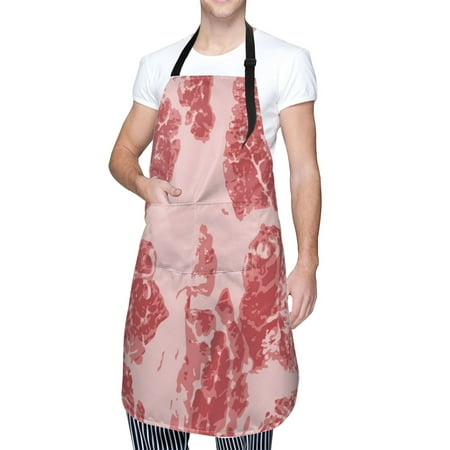 

Cauagu Red Meat Aprons with Pockets Waterproof Apron for Women Kitchen Cooking Apron Adjustable Bib Aprons Chef Apron for Cooking Drawing Crafting