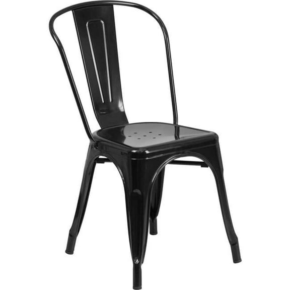 Flash Furniture Metal Indoor-Outdoor Stackable Chair - Black