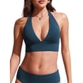 thumbnail image 1 of Top de Bikini CRZ YOGA Cuello en V Halter Sin Espalda Azul M, 1 of 4