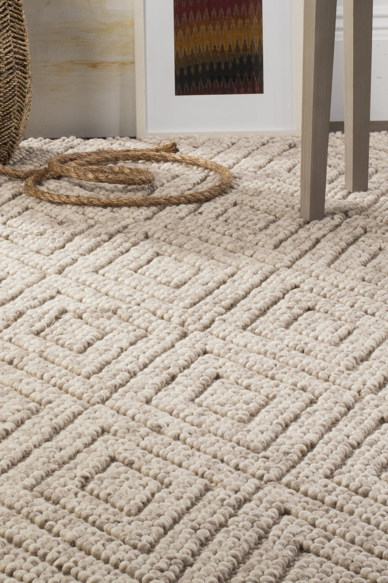 SAFAVIEH Natura Glenda Geometric Area Rug, Beige, 6' x 6' Square