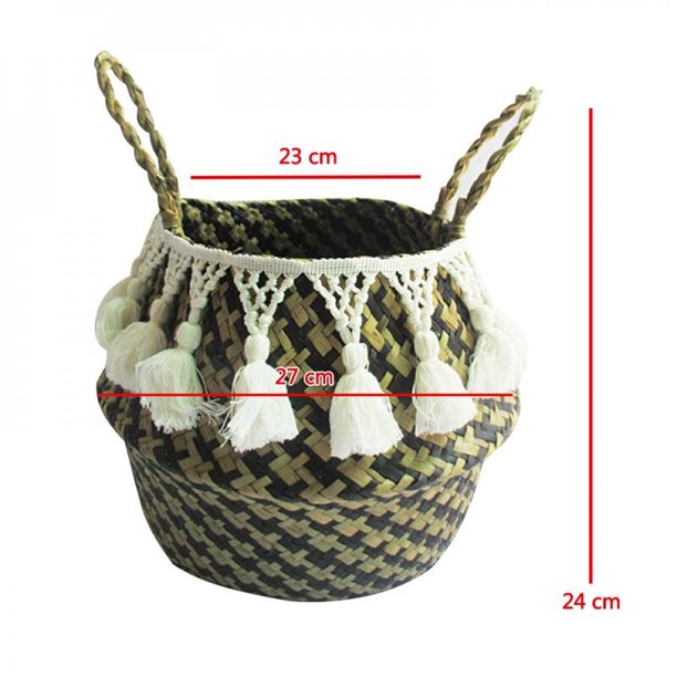 [Big Clear!]Handmade Mini Bamboo Storage Baskets Foldable Laundry Straw