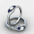 thumbnail image 2 of Dazzlingrock Collection 10K Round Blue Sapphire And White Diamond Ladies Swirl Engagement 3 Stone Ring, White Gold, Size 7, 2 of 3