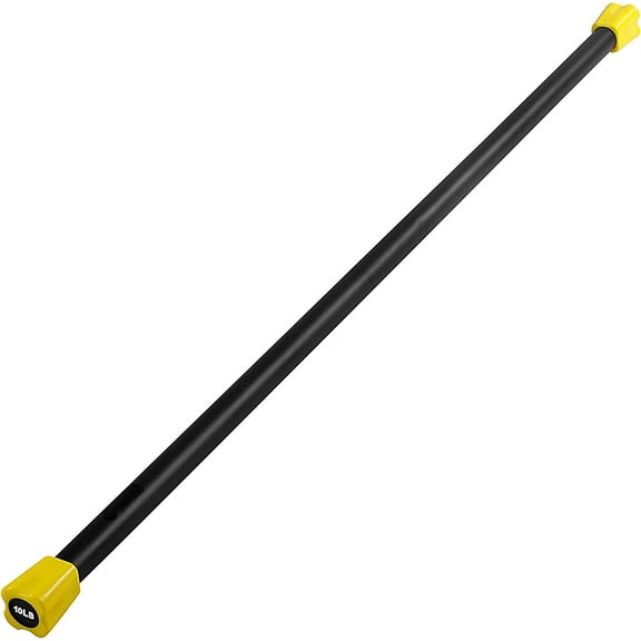 JFIT Weighted Workout Bar with Rubber Padding, 48”, 10 LB, Yellow/Black,20-7510