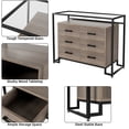 thumbnail image 4 of 6 Drawer Dresser, Modern 6 Drawer Chest with Wide Storage Space, Wood Drawer Dresser with Steel Frame and Tempered Glass Top, Storage Tower Clothes Organizer, Large Storage Cabinet, 4 of 5