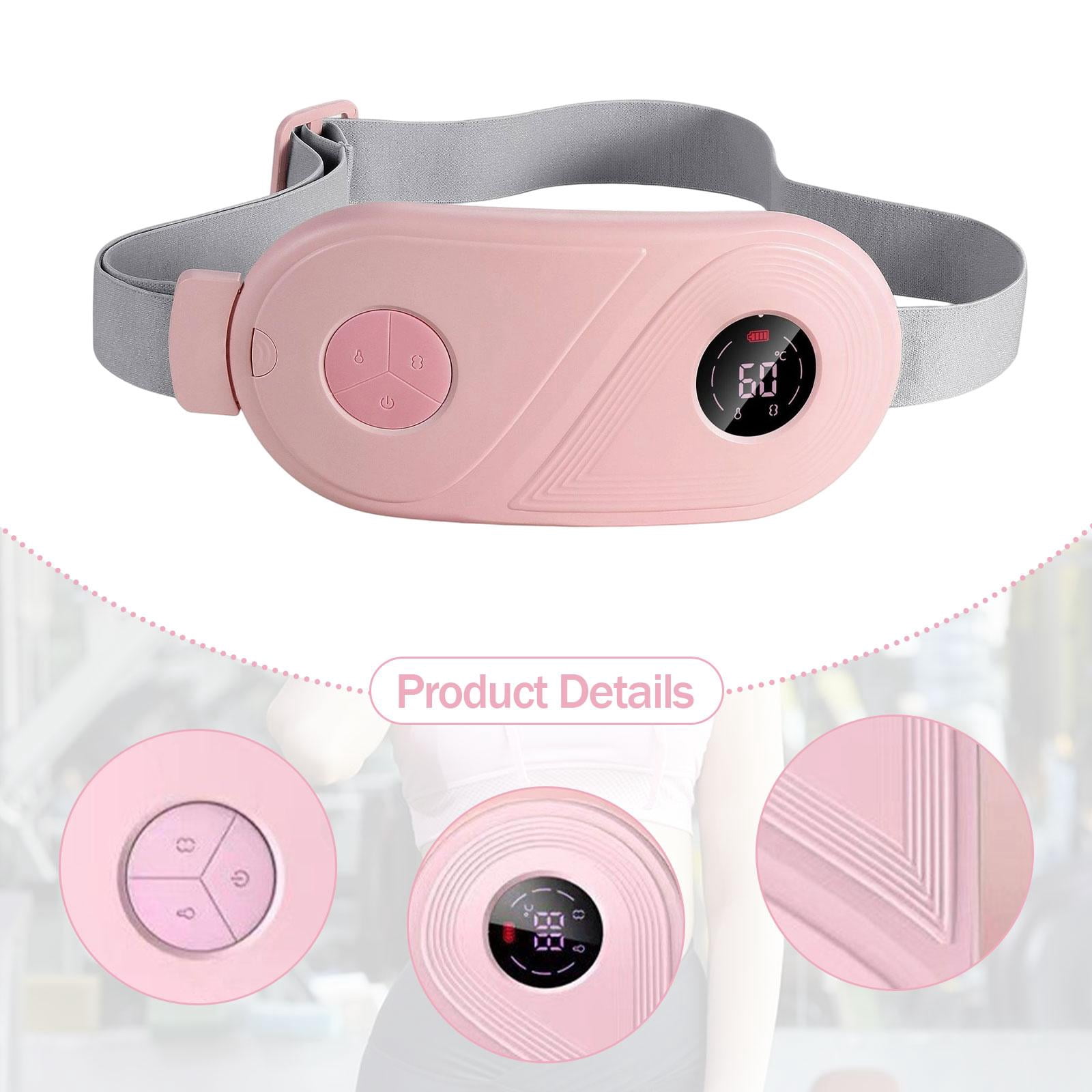 Wswqop Electric Menstrual Heating Pad Waist Belt Rechargeable Portable Belly Wrap Skin Pink