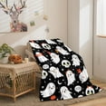 thumbnail image 4 of Halloween Throw Blanket for Couch Sofa Bed Cute Ghost Printed Blanket Soft Lightweight Plush Blanket Halloween Room Decor for All Season(Black,Throw(50"x60")), 4 of 6