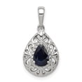 thumbnail image 1 of FB Jewels Sterling Silver Rhodium Plated Sapphire Teardrop Pendant, 1 of 2