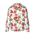 thumbnail image 2 of Goofa Strawberry1 Printed Women's UPF 50+ Sun Protection Hoodie Jacket Lightweight Long Sleeve Sun Shirt for Women with Pocket Hiking Outdoor-3X-Large, 2 of 9