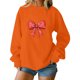 thumbnail image 2 of Xuyuer Valentine's Day Women's Bow Lover Heart Print Round Neck Loose Hoodie Long Sleeve Top, Cute Casual Pullover for Valentine's Day Gifts, Date Nights and Everyday Cozy Wear, 2 of 5