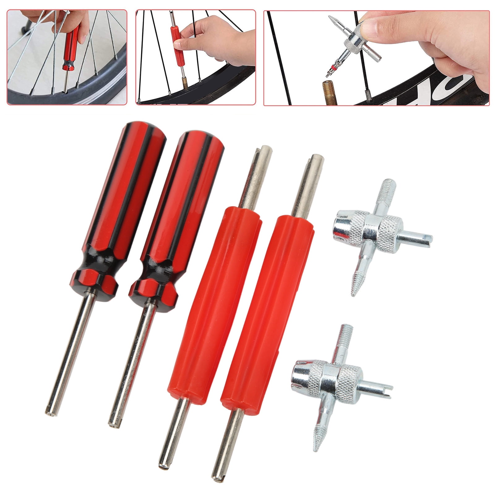 Swpeet 70Pcs Tire Patch Roller Tool Kit, Tire Valve Stem Cores Core Caps, 4-Way Valve Tool Dual Head Valve Core Repair Tool With Dual Single Head