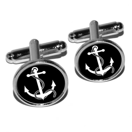 Anchor and Rope - Boat Boating Round Cufflinks